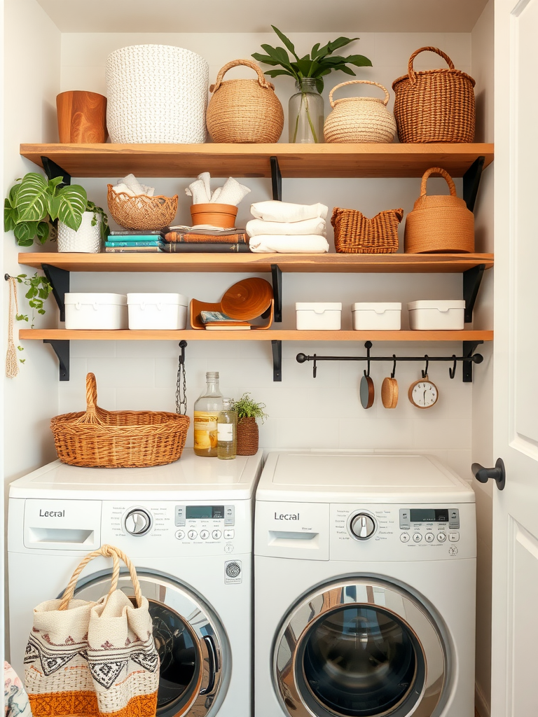 Boho Chic Laundry Room Shelving