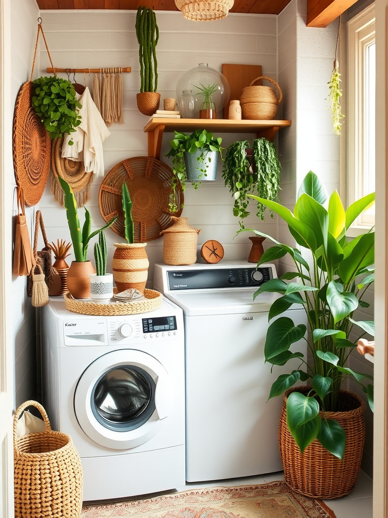 Indoor Outdoor Boho Laundry Room Design