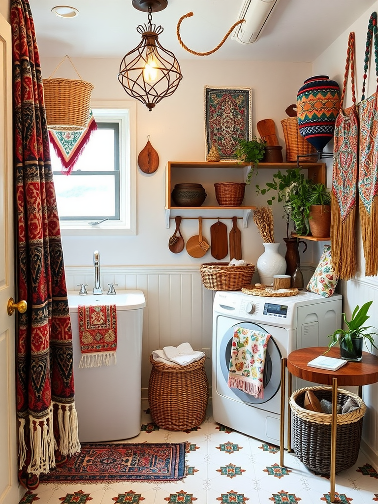 Vintage Textiles for Boho Laundry Room