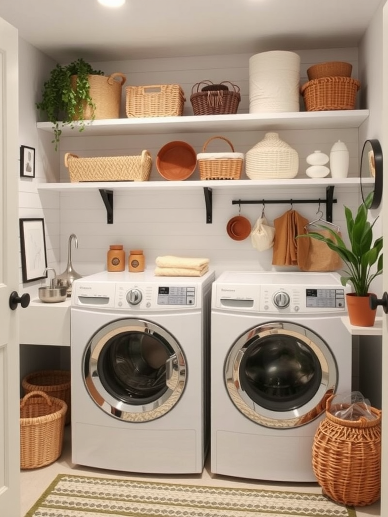 Boho Laundry Room Storage Solutions