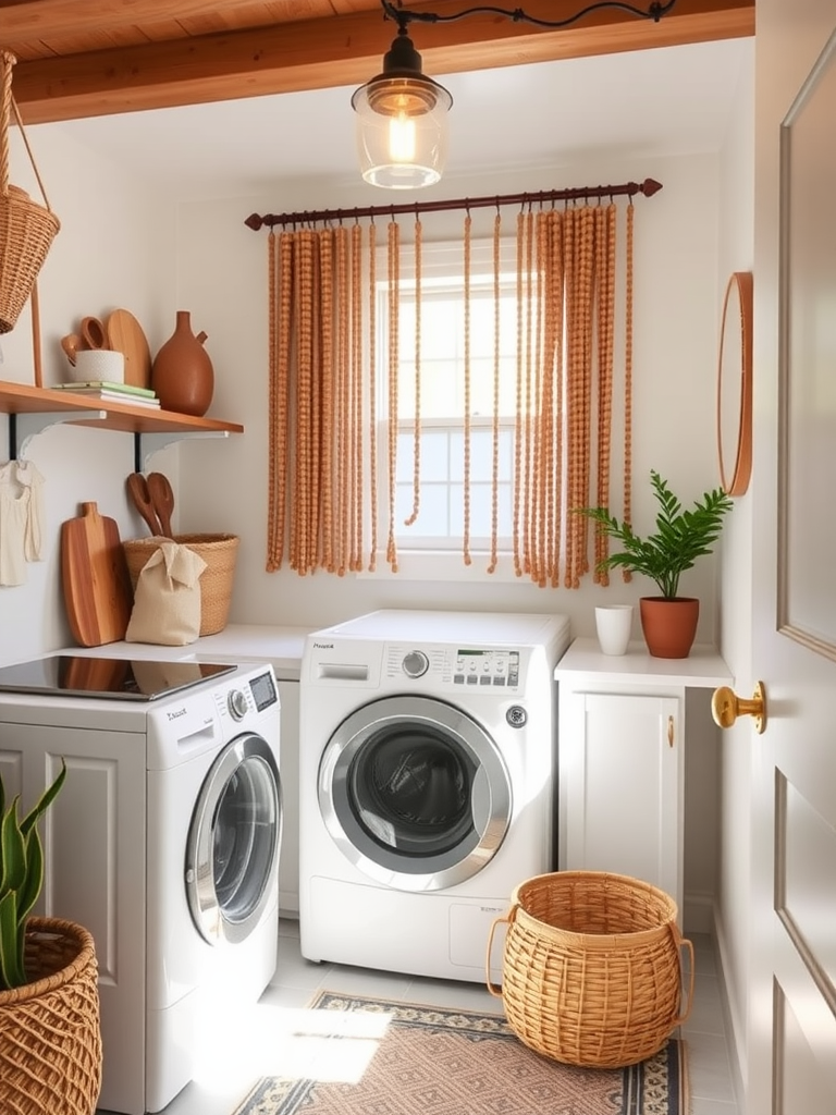 Boho Laundry Room Wooden Bead Curtains